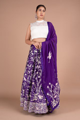 Purple  Embroidery Lehenga1777 video
